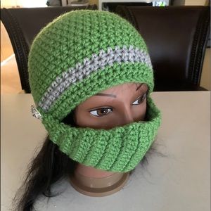 Hat with attachable mask.